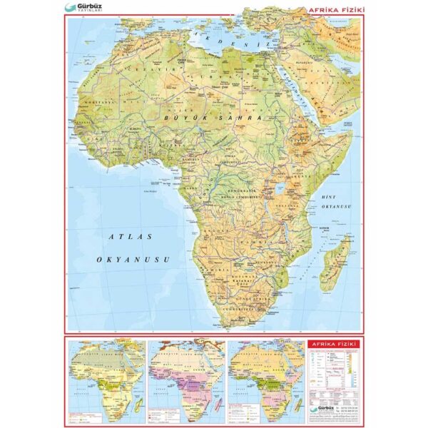 Afrika Kıtası Fiziki Haritası 70x100 cm