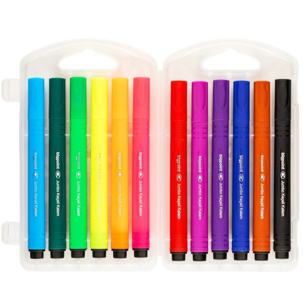 Jumbo Üçgen Keçeli Kalem 12 li Set (Plastik Kutulu) - Görsel 2