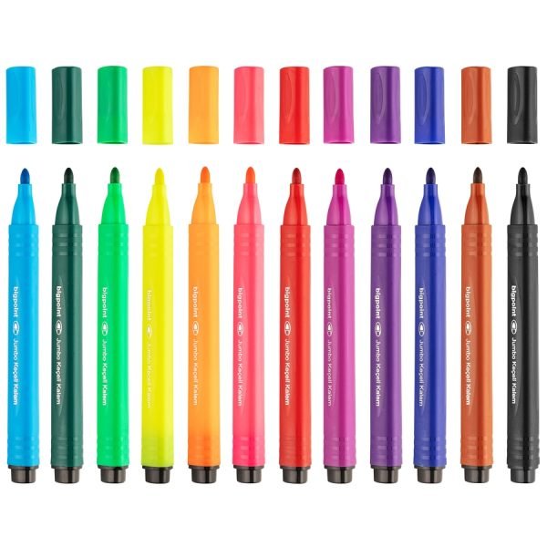 Jumbo Üçgen Keçeli Kalem 12 li Set (Plastik Kutulu) - Görsel 3