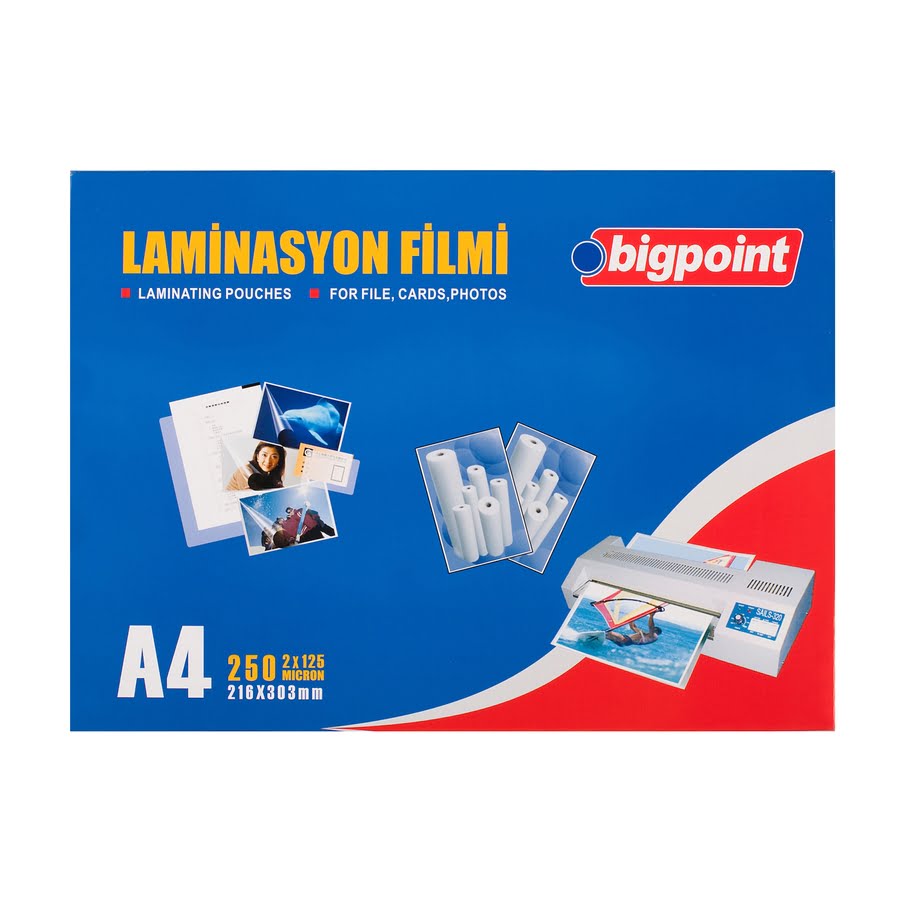 Bigpoint Laminasyon Filmi A4 125 Mikron 100'lü Kutu Bigpoint Laminasyon Filmi A4 125 Mikron 100'lü Kutu