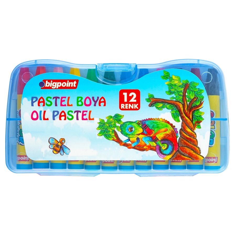 Bigpoint Pastel Boya 12 Renk - Mavi Kutulu Bigpoint Pastel Boya 12 Renk - Mavi Kutulu