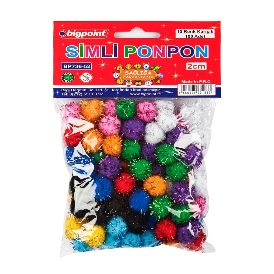 Bigpoint Ponpon Simli 2 cm 10 Renk / 100'lü Poşet Bigpoint Ponpon Simli 2 cm 10 Renk / 100'lü Poşet
