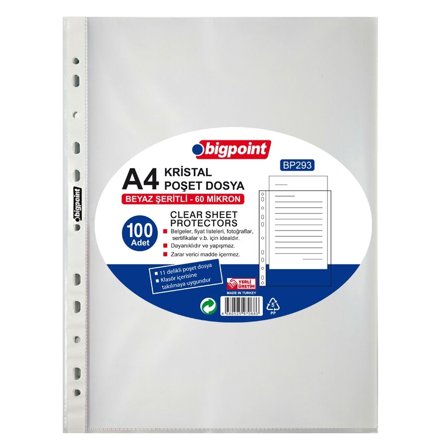 Bigpoint Poşet Dosya Kristal 60 Mikron 100'lü Paket Bigpoint Poşet Dosya Kristal 60 Mikron 100'lü Paket