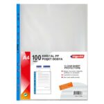 Bigpoint Poşet Dosya Mavi Şeritli Kristal 90 Mikron 100'lü Paket