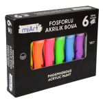 Akrilik Fosforlu Boya Seti 6 Renk 15 ml