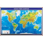 Dünya Fiziki Harita Panosu (Alüminyum Çerçeveli) 70x100 cm