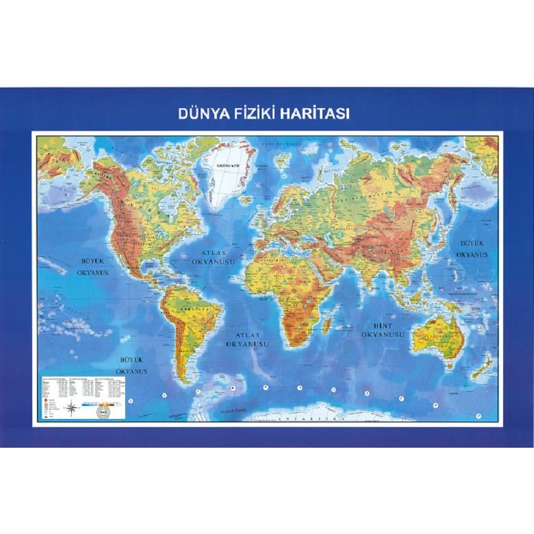 dunya-fiziki-haritasi-100-140 Dünya Fiziki Haritası 100x140 cm - Görsel 1
