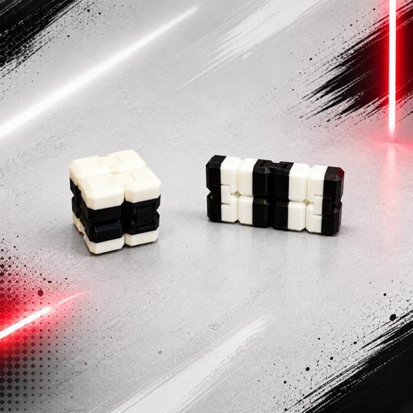 Sonsuzluk Küpü (Infinity Cube) Düz Siyah Beyaz Stres Oyuncağı - Görsel 2