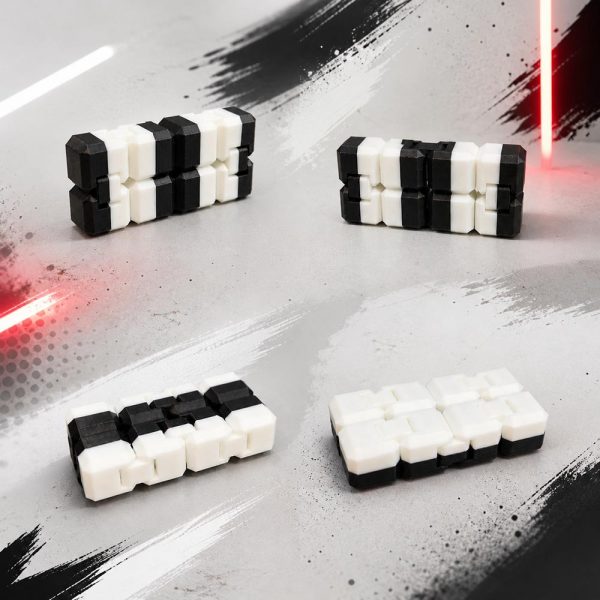 Sonsuzluk Küpü (Infinity Cube) Düz Siyah Beyaz Stres Oyuncağı - Görsel 3