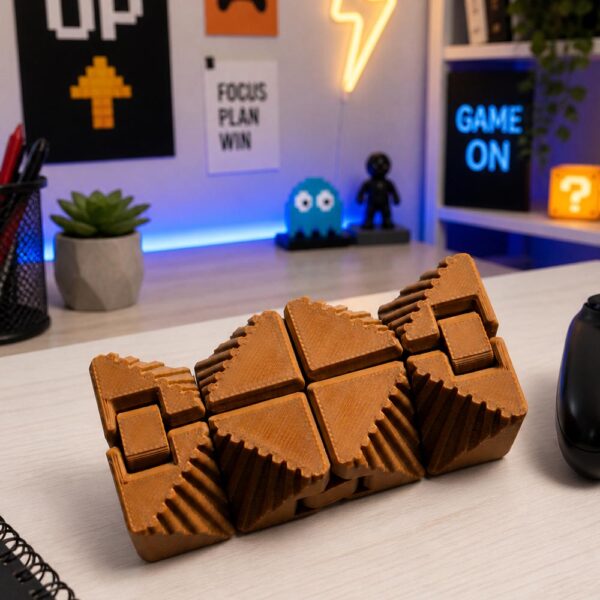 Sonsuzluk Küpü (Infinity Cube) Üçgen Kahverengi Stres Oyuncağı - Görsel 3