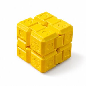 Sonsuzluk Küpü (Infinity Cube) Kalp Desenli Sarı Stres Oyuncağı - Görsel 2