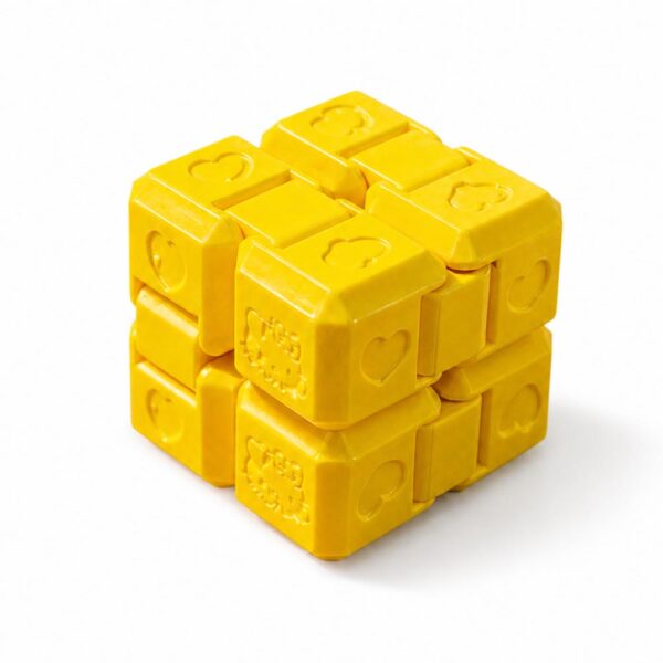 Sonsuzluk Küpü (Infinity Cube) Kalp Desenli Sarı Stres Oyuncağı - Görsel 2